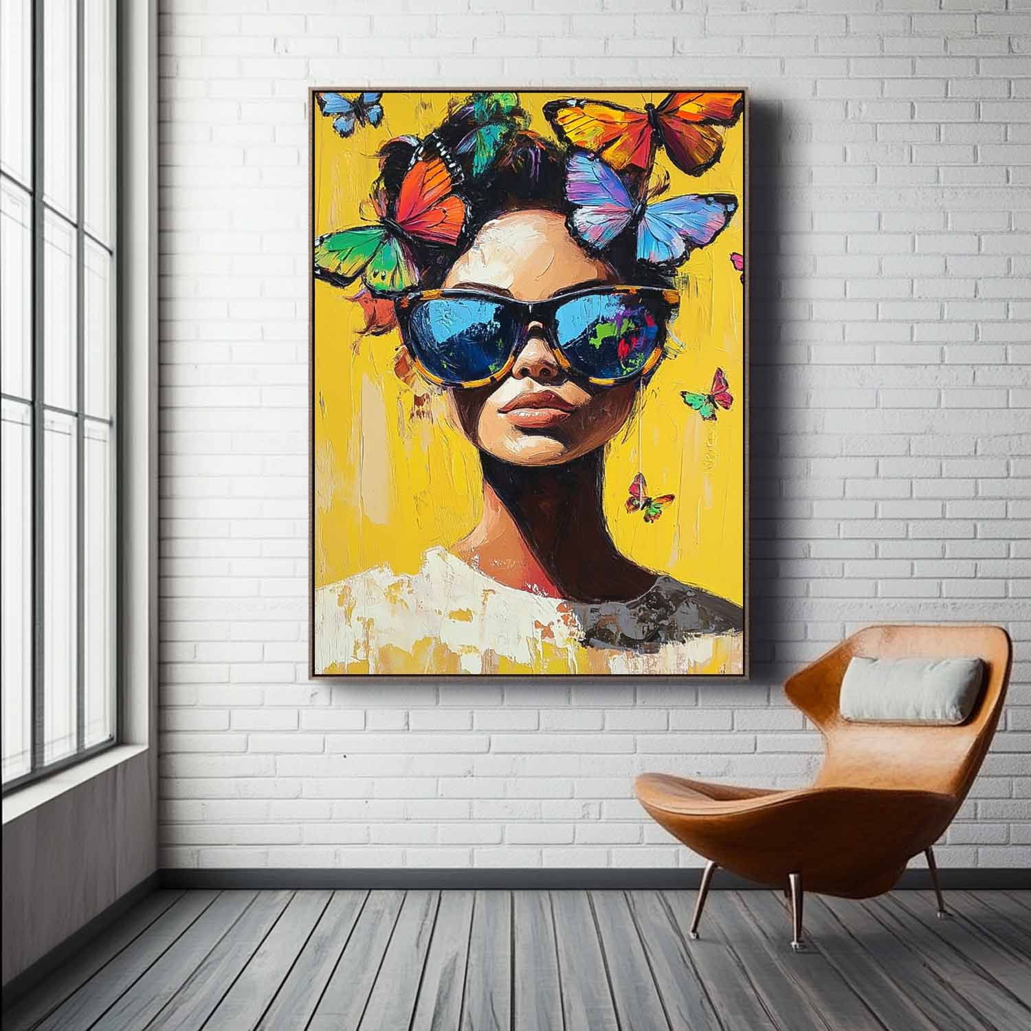 Lady Contemporary Artwork Abstract Woman Oil Painting On Canvas Vibrant Yellow Original Texture Girl Wall Art