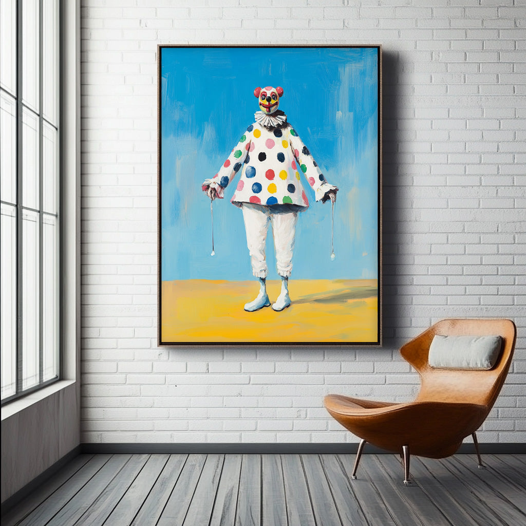 Origina Clown Artwork Modern Cute Joker Wall Art Expressive Abstract Portrait Painting Home Decor