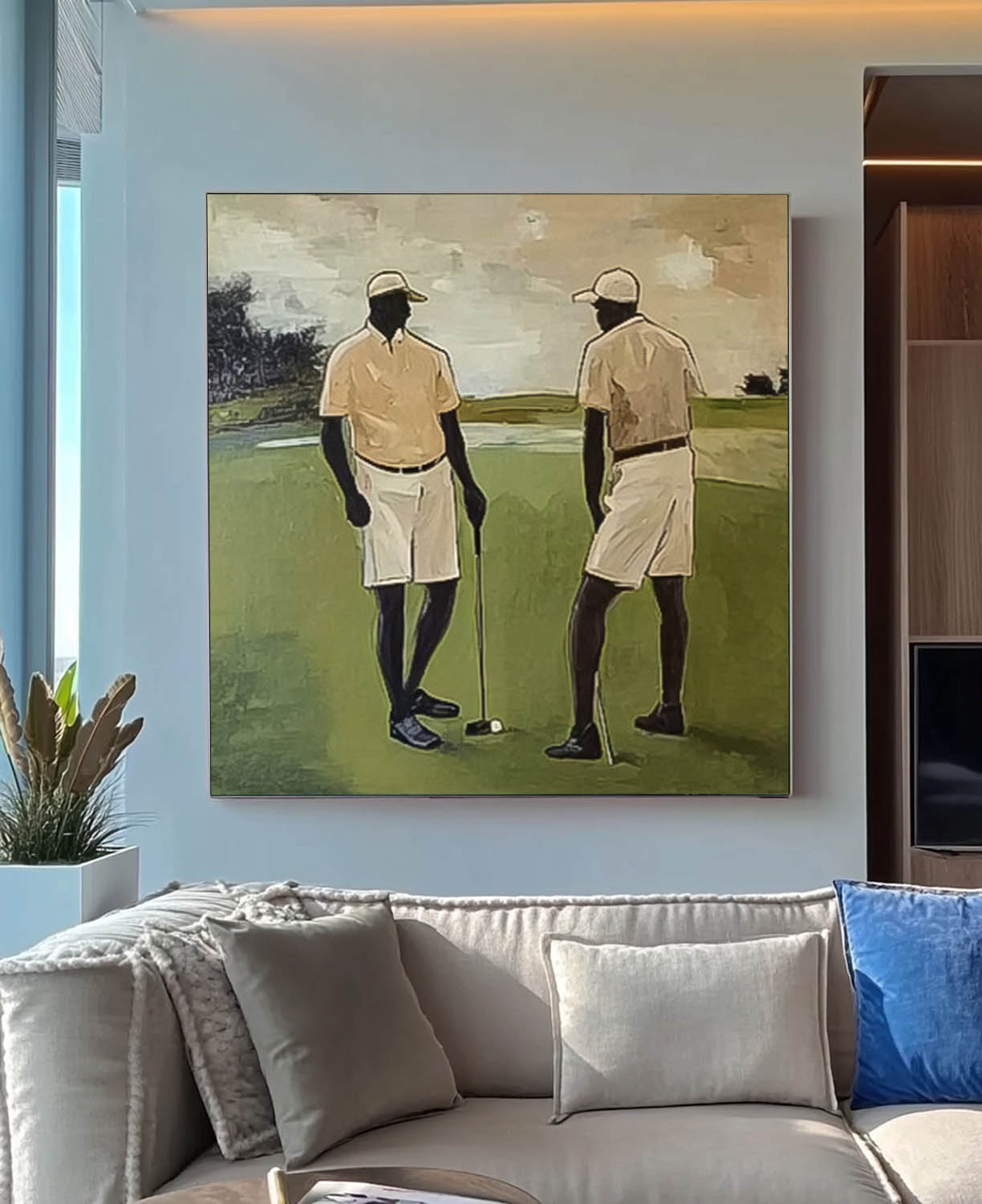 Contemporary Sport Decor Modern Golf Artwork Unique Art Square Textured Golf Art Golf Lovers Gift