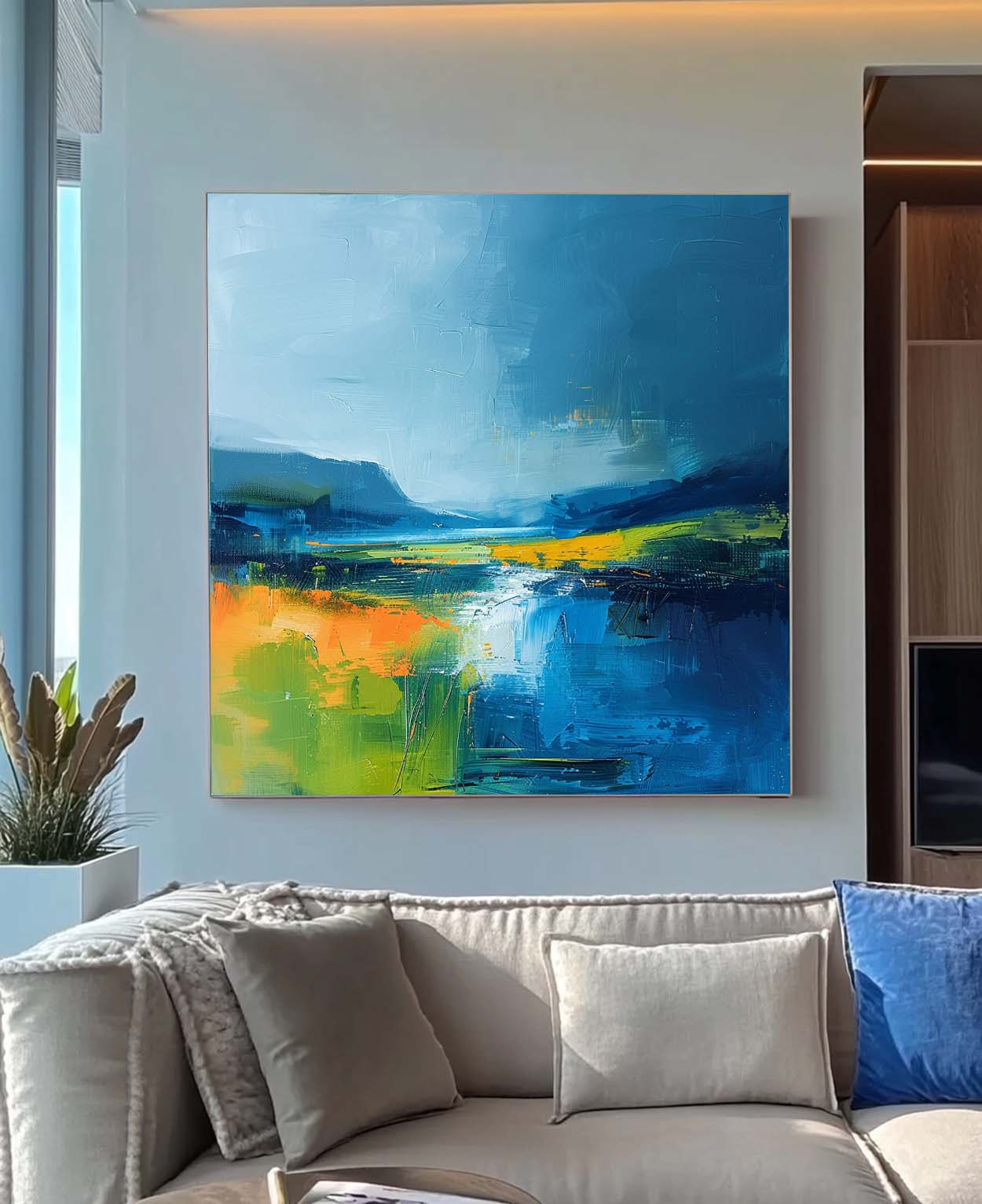 Original Landscape Wall Art Large Abstract Oil Painting On Canvas Modern Minimalist Nature Art for Living Room