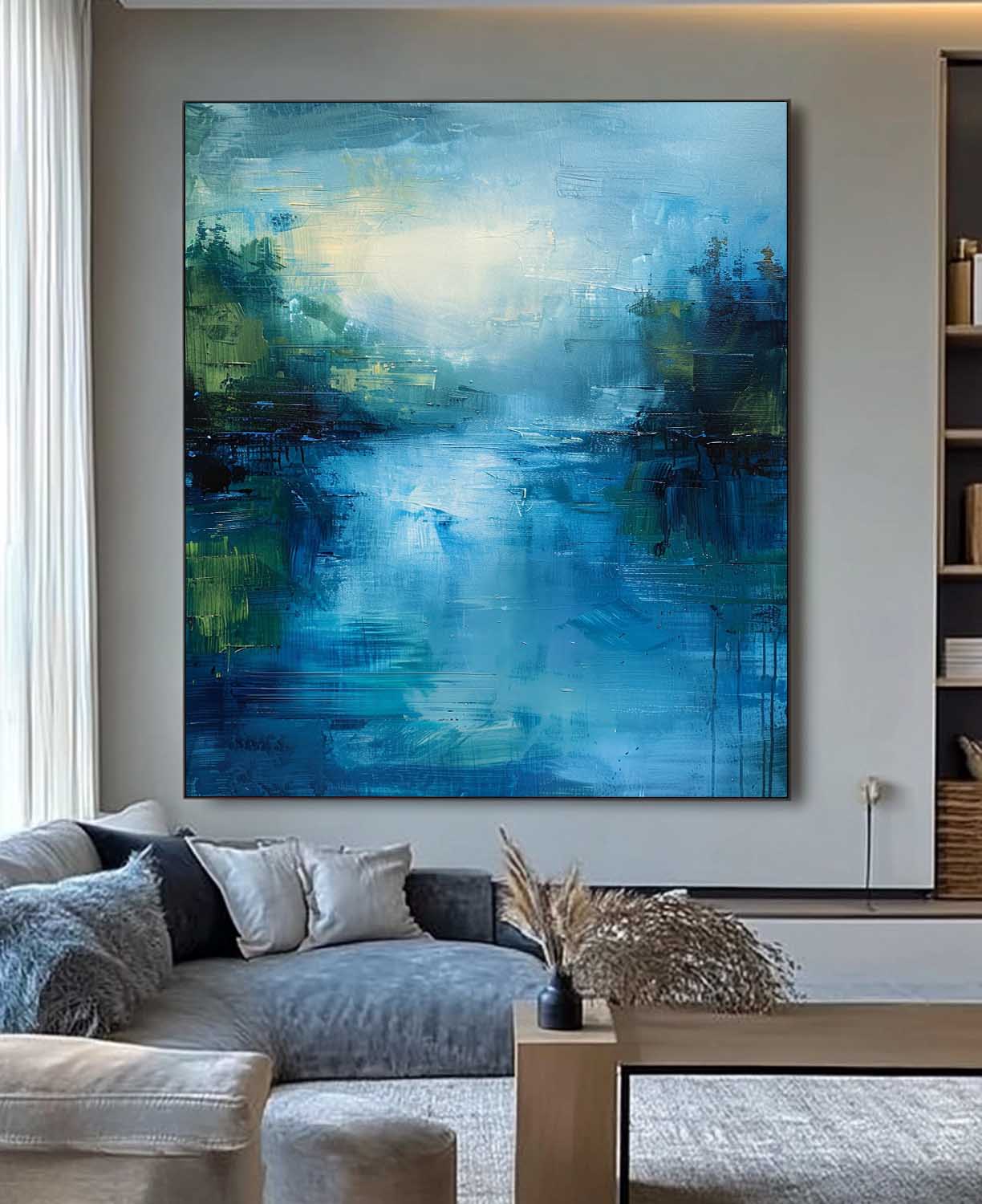 Large Abstract Landscape Painting On Canvas Original Vertical Painting Modern Scenery Wall Art