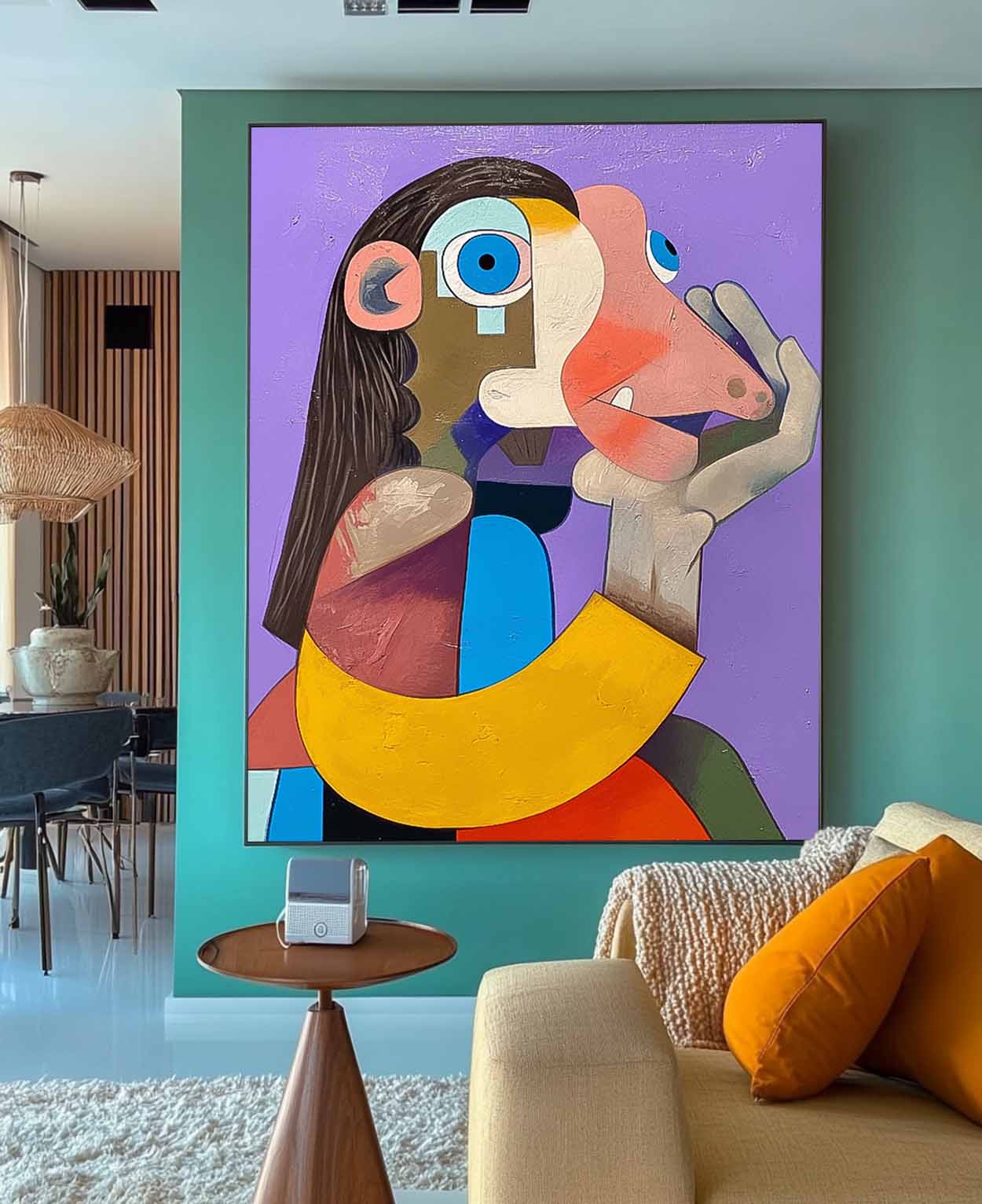 Cute Texture Animal Oil Painting Personification Acrylic Painting Modern Colorful Abstract Wall Art Decor