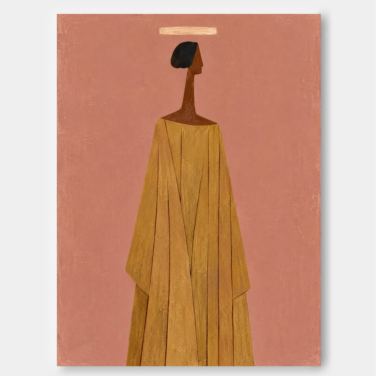 Minimalist Geometric Abstract Painting With Wabi-Sabi Aesthetic Appeal