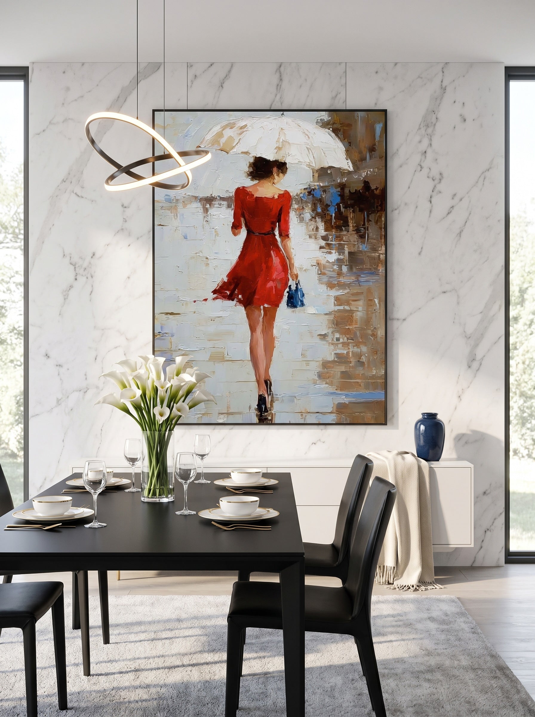 Impressionist Street Scene Art With Textured Brushstrokes For Entryway