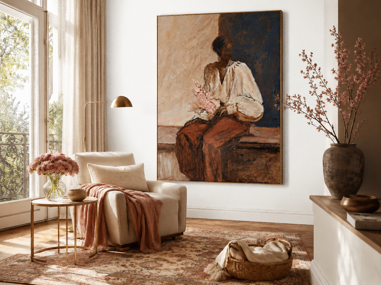 Expressive Figure Painting Capturing Solitude And Reflection For Wall Art