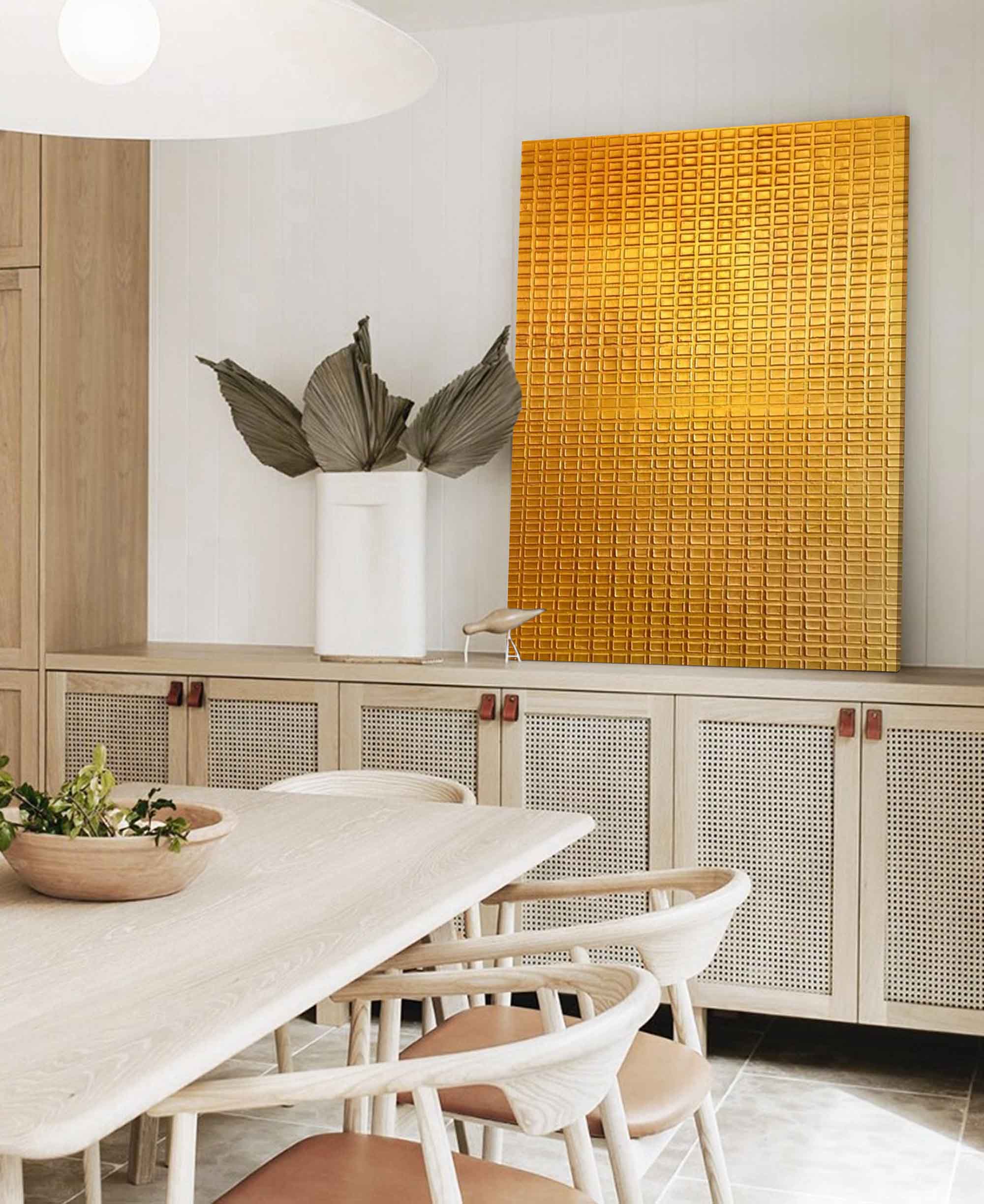 Large Original Textured Oil Painting On Canvas Gold Abstract Wall Art Modern Minimalist Decor