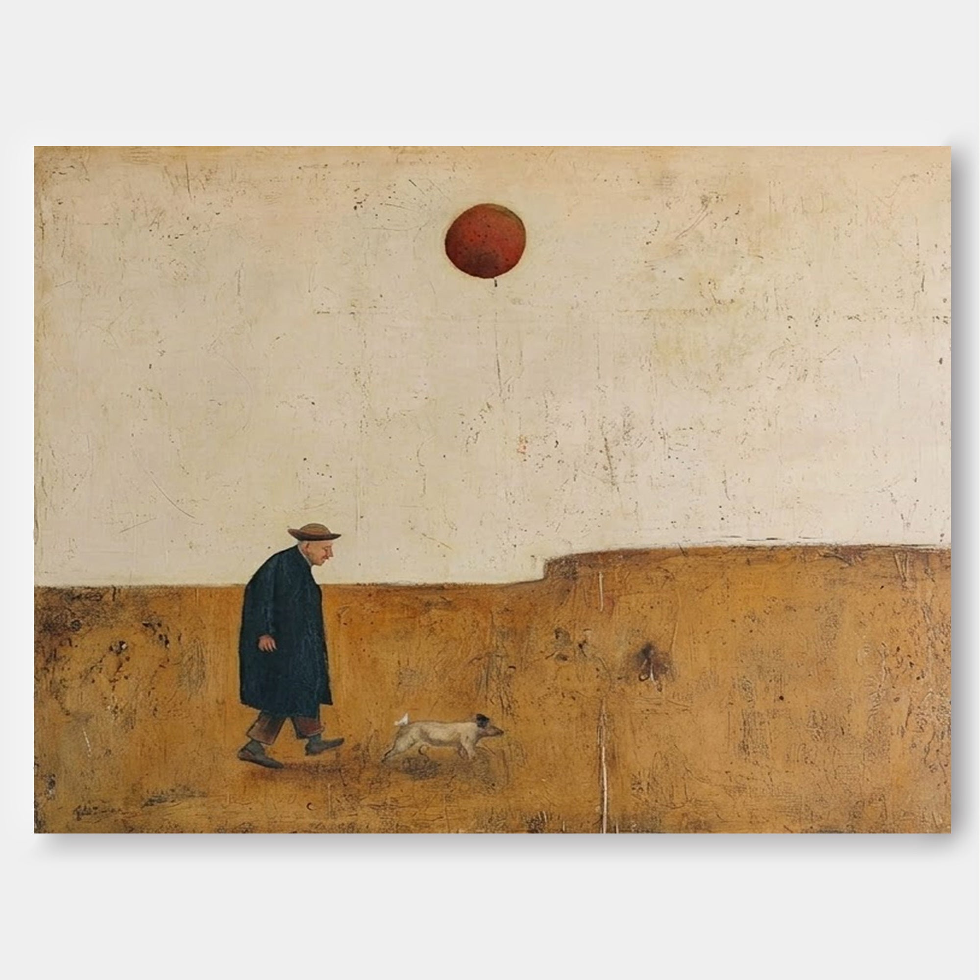 Solitary Journey Original Oil Painting Beige And Brown Tones For Living Room