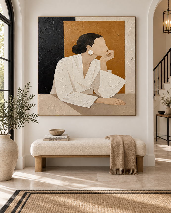 Minimalist Textured Portrait Art Modern Urban Chic Canvas Print