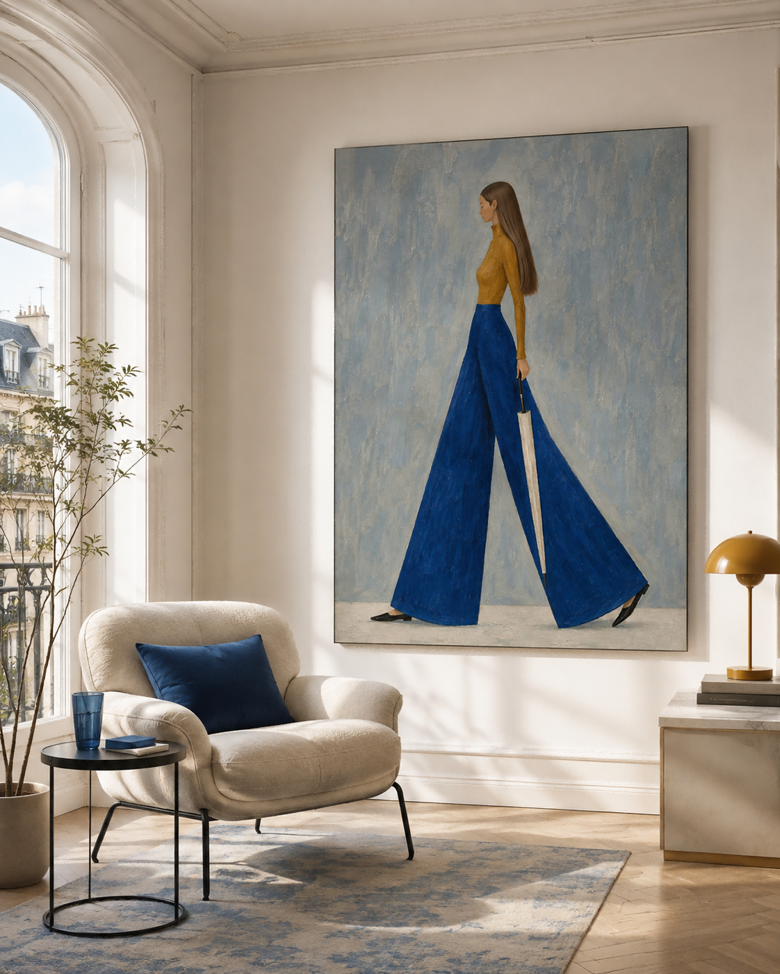 Abstract Figure Painting With Textured Background Original Art