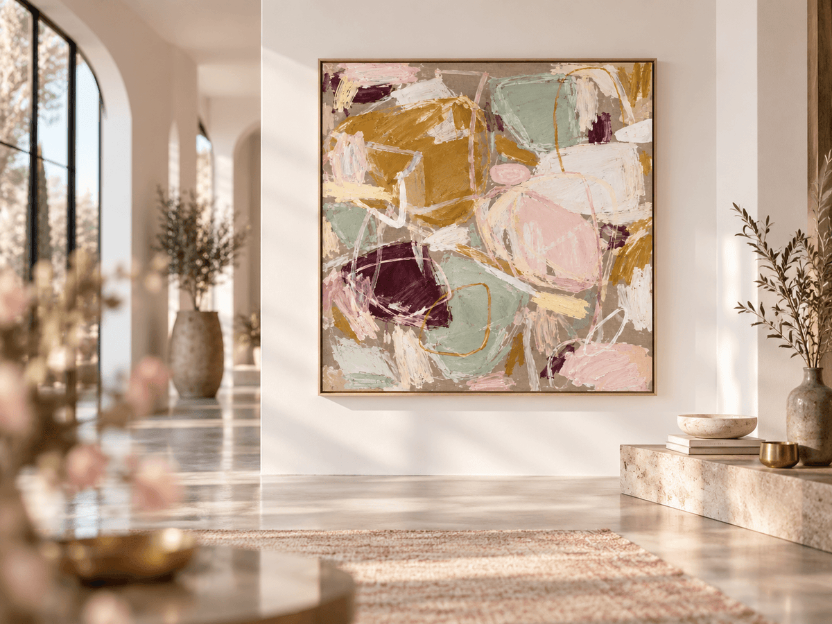 Scandinavian Inspired Textured Abstract Painting For Bedroom Decor