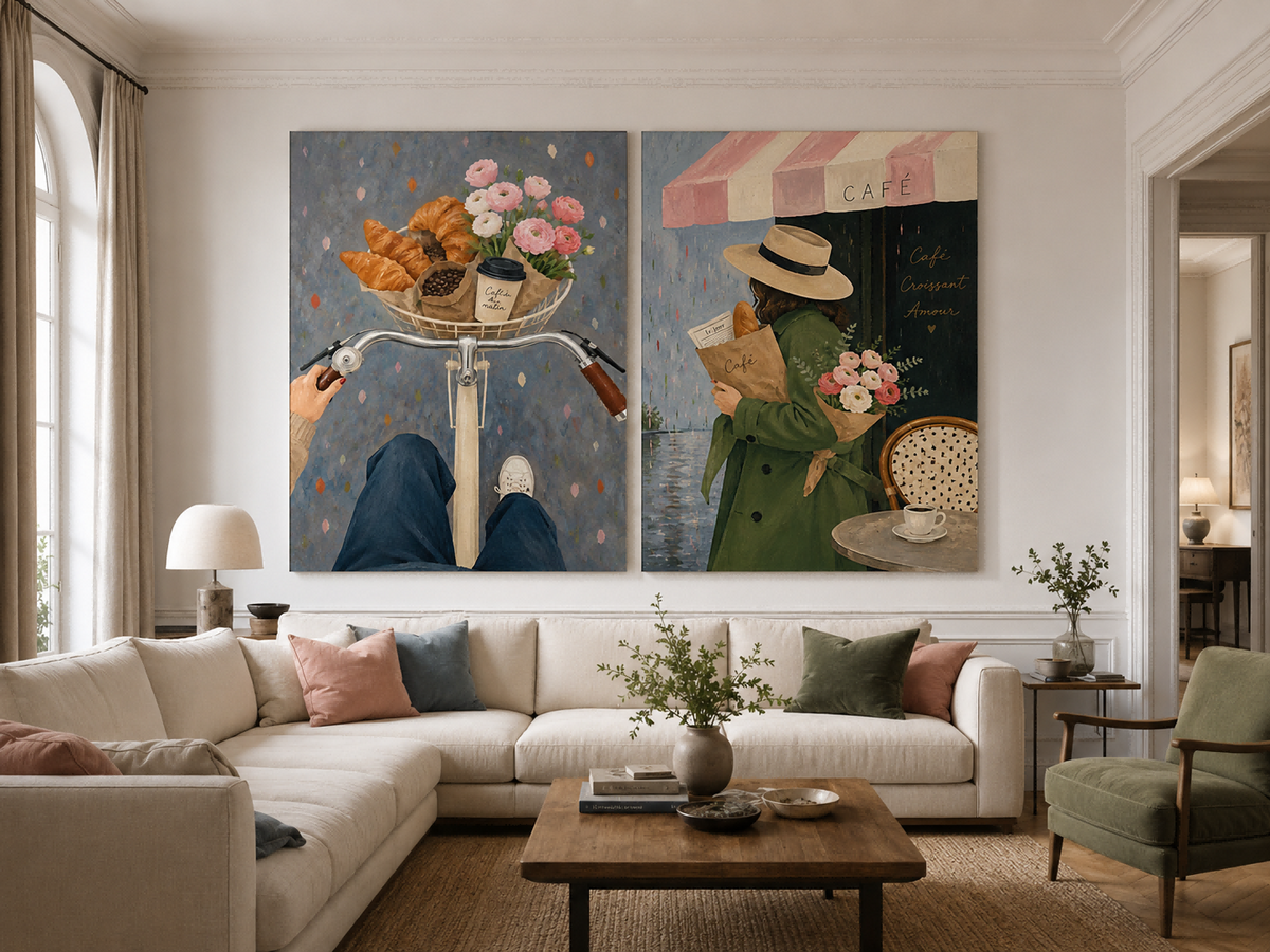 French Bistro Wall Art Set For Living Room And Bedroom Decor