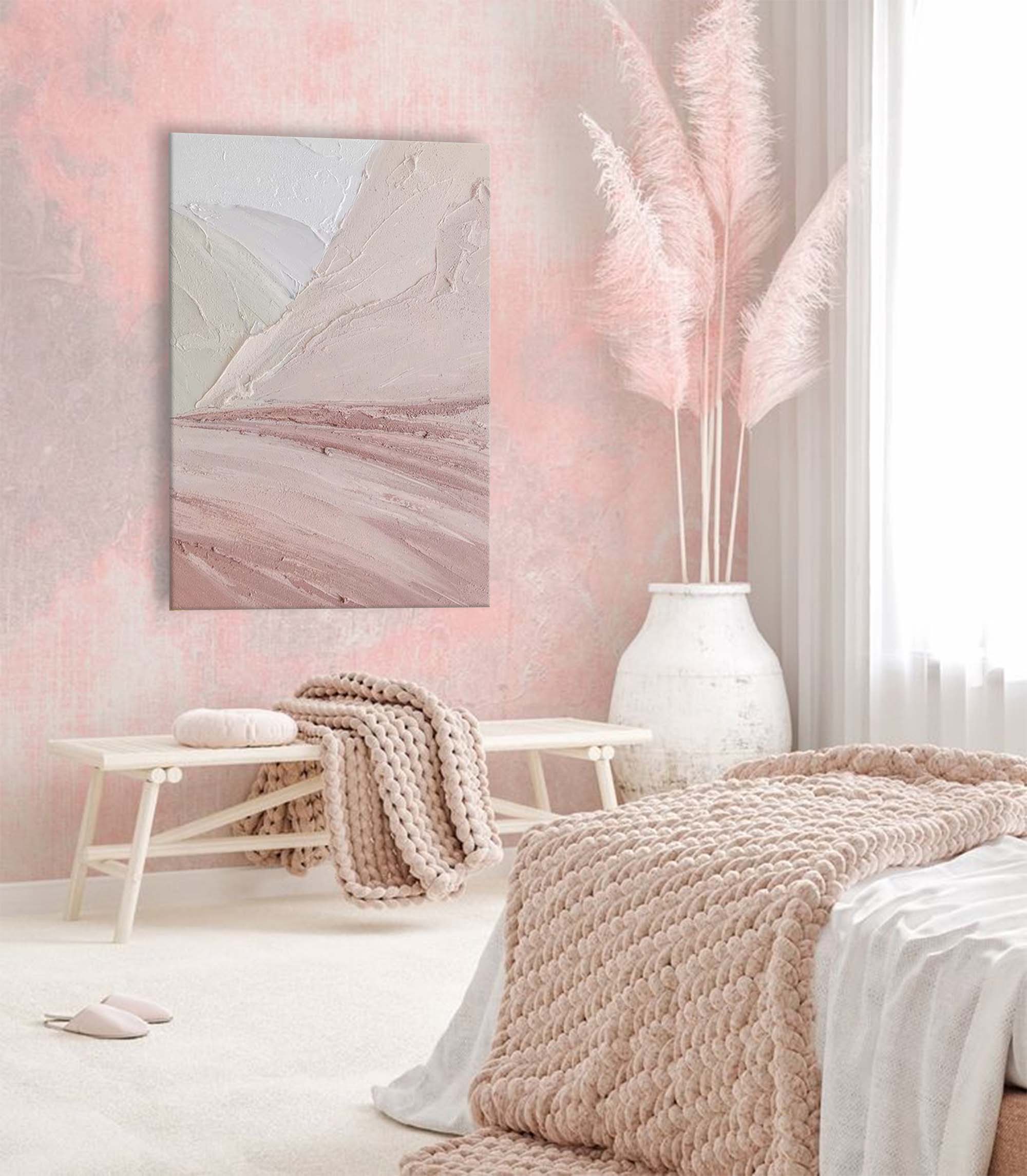 Pink Texture Abstract Art Painting Large Minimalist Pink Wall Art 3D Texture Art Original Oil Painting