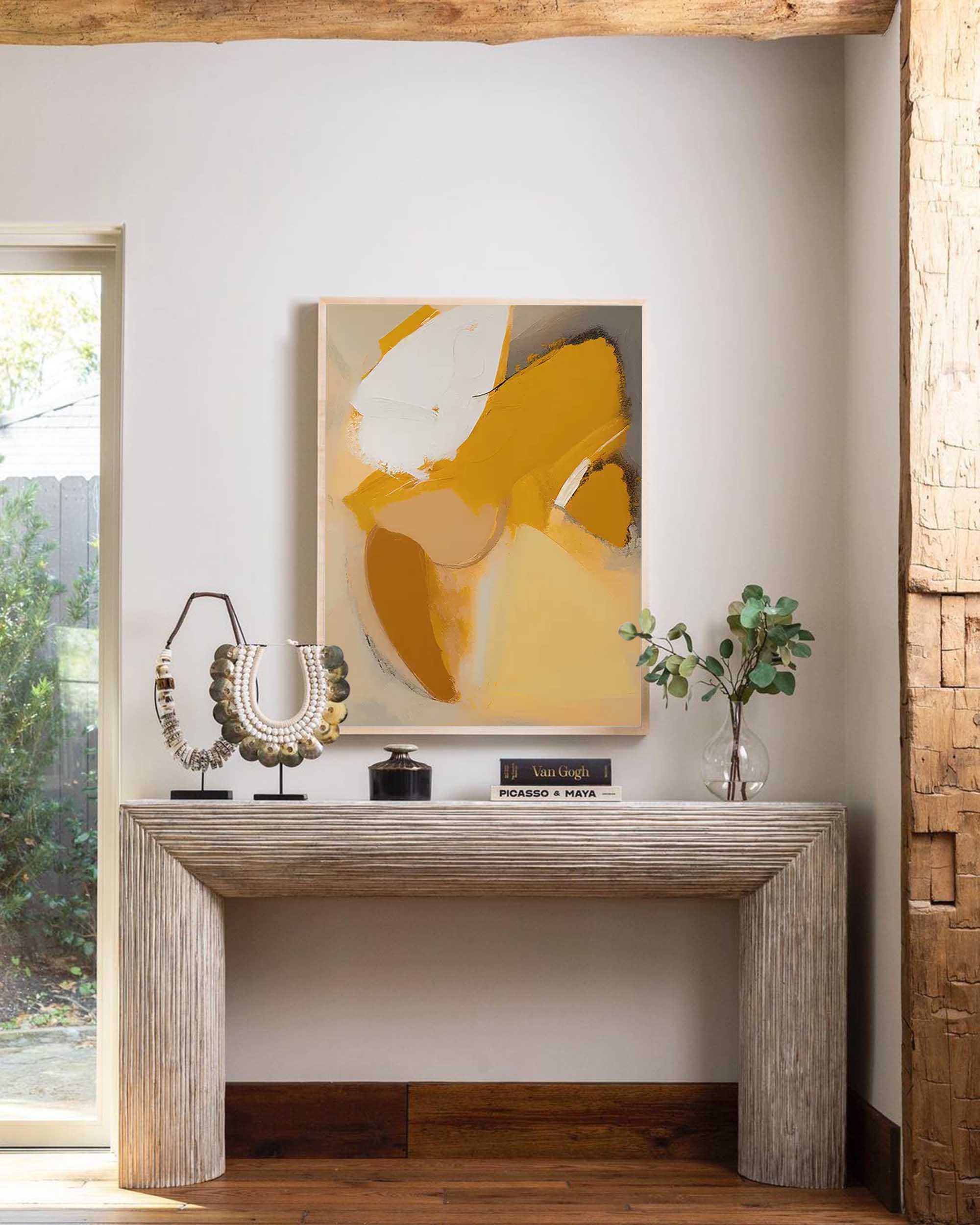 Warm colors Abstract Oil Painting On Canvas Large Original Painting Grey And Yellow Modern Wall Art For Living Room