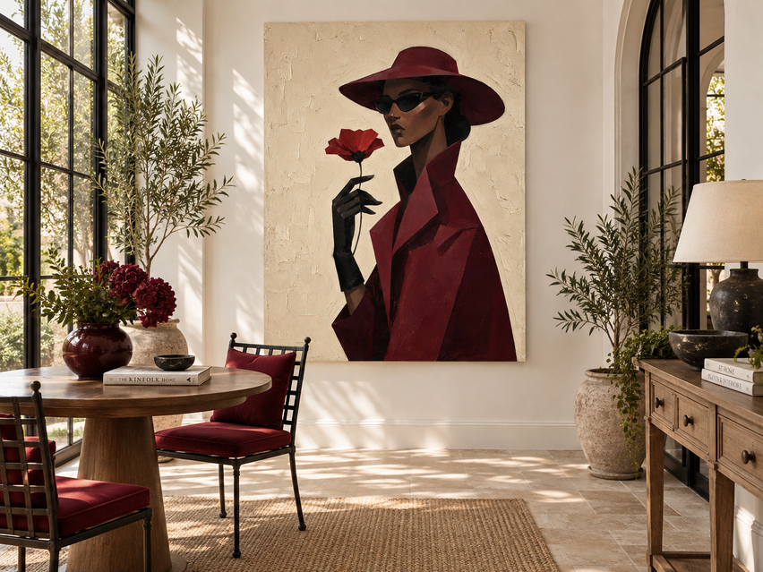 Minimalist Geometric Vintage Style Art Elegant Woman With Sunglasses Canvas