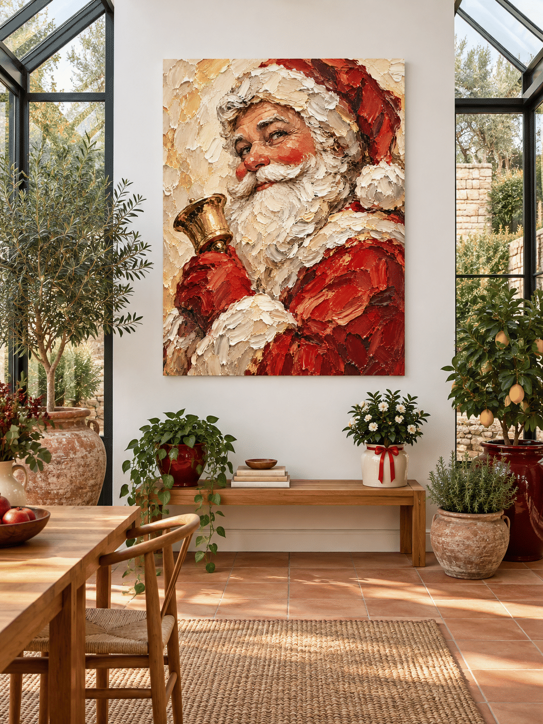 Impressionist Textured Santa Art Modern Holiday Decor Gift Idea