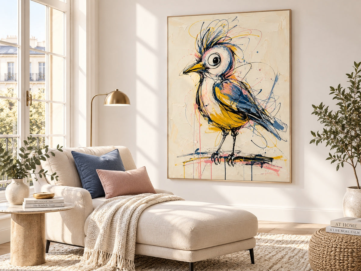 Modern Abstract Animal Art With Expressive Brushstrokes And Vibrant Palette For Art Collectors Colorful Abstract Bird Painting