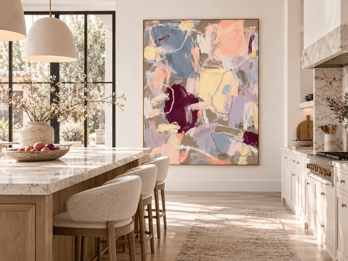 Scandinavian Abstract Art With Healing Pastel Colors And Texture