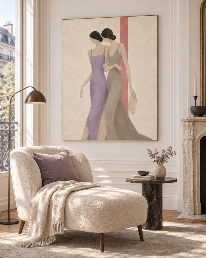 Minimalist Geometric Figure Painting In Morandi Colors Original Handmade Artwork