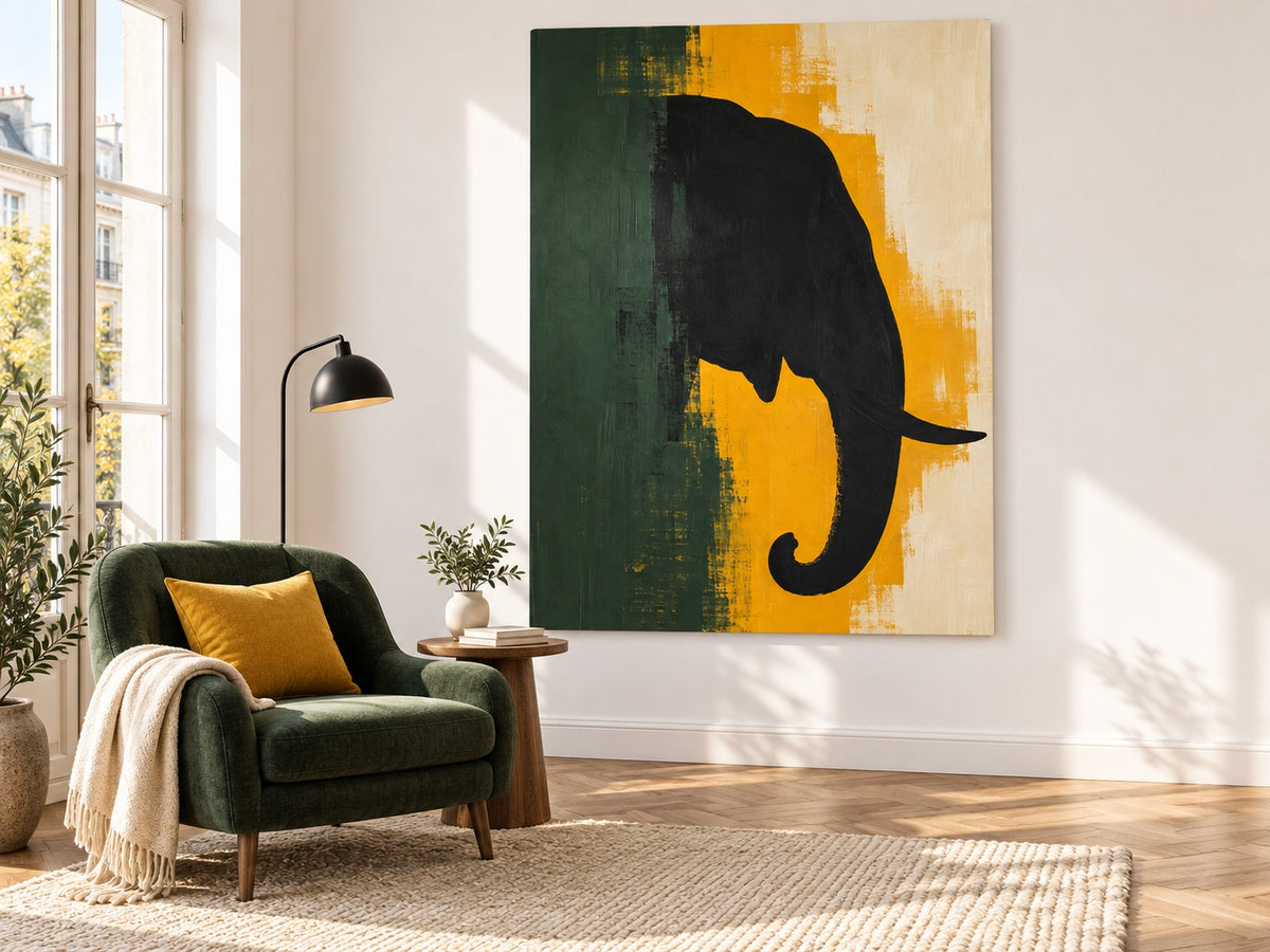 Abstract Geometric Animal Art With Heavy Texture And Retro Color Palette