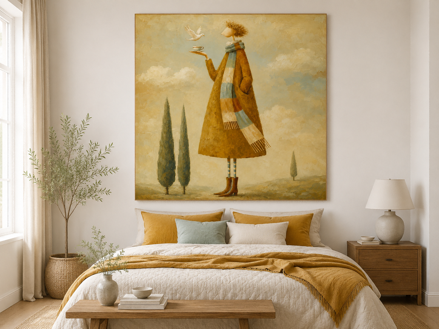 Abstract Surrealist Painting With Impasto Texture In Warm Earth Tones