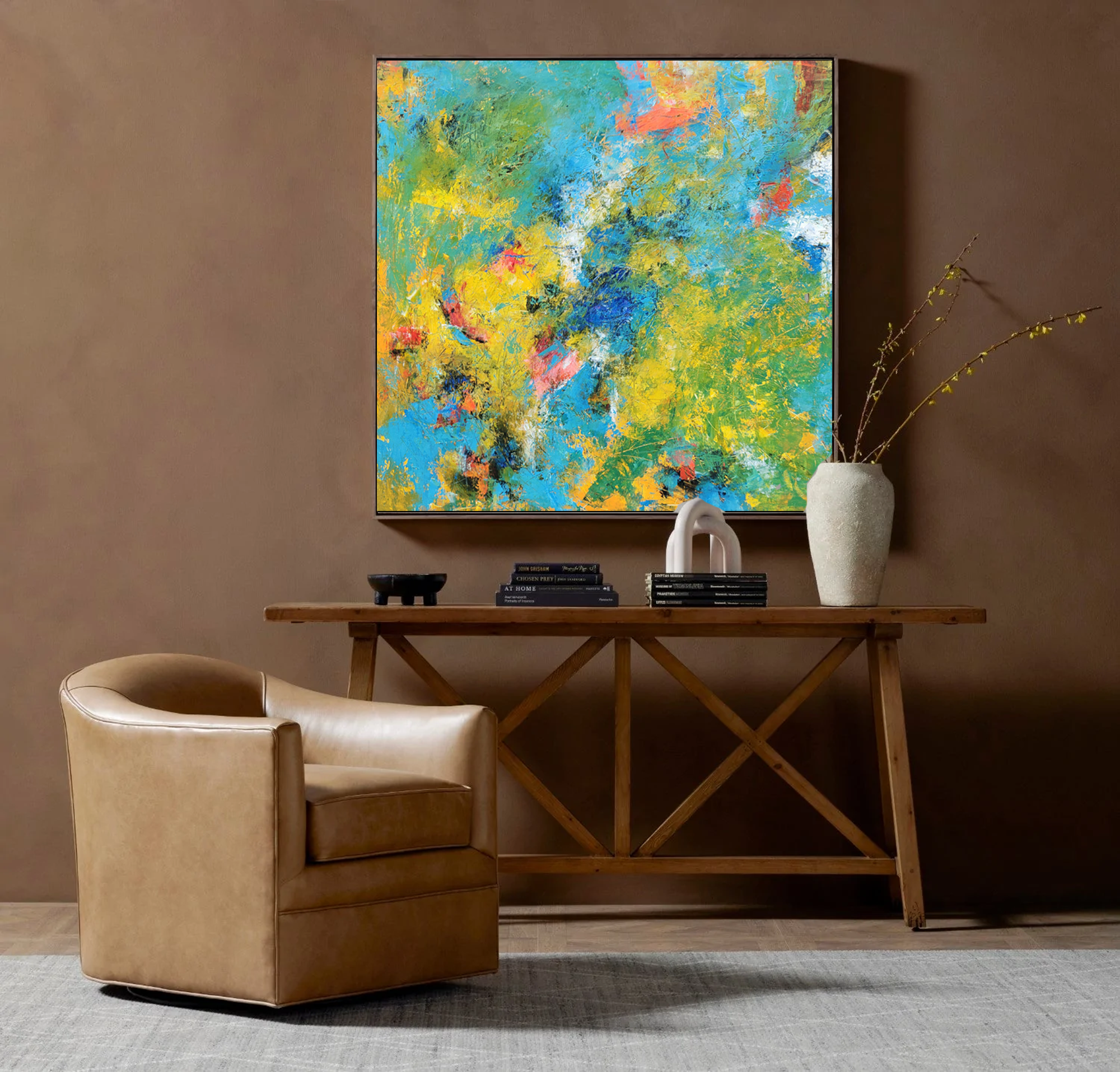 Colorful Abstract Oil Painting On Canvas Original Texture Acrylic Painting Wall Art Modern Living Room Decor