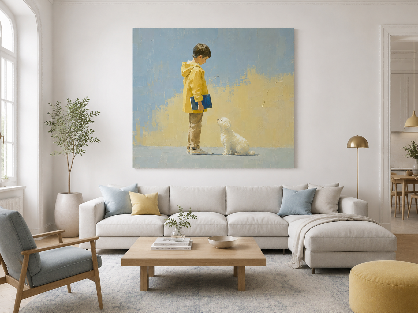Realistic Modern Figurative Oil Painting Of Child And Animal With Textured Brushwork Original