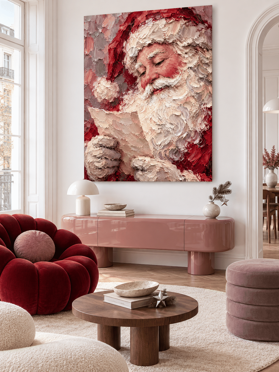 Vintage Textured Santa Art Modern Handmade Holiday Wall Piece Original