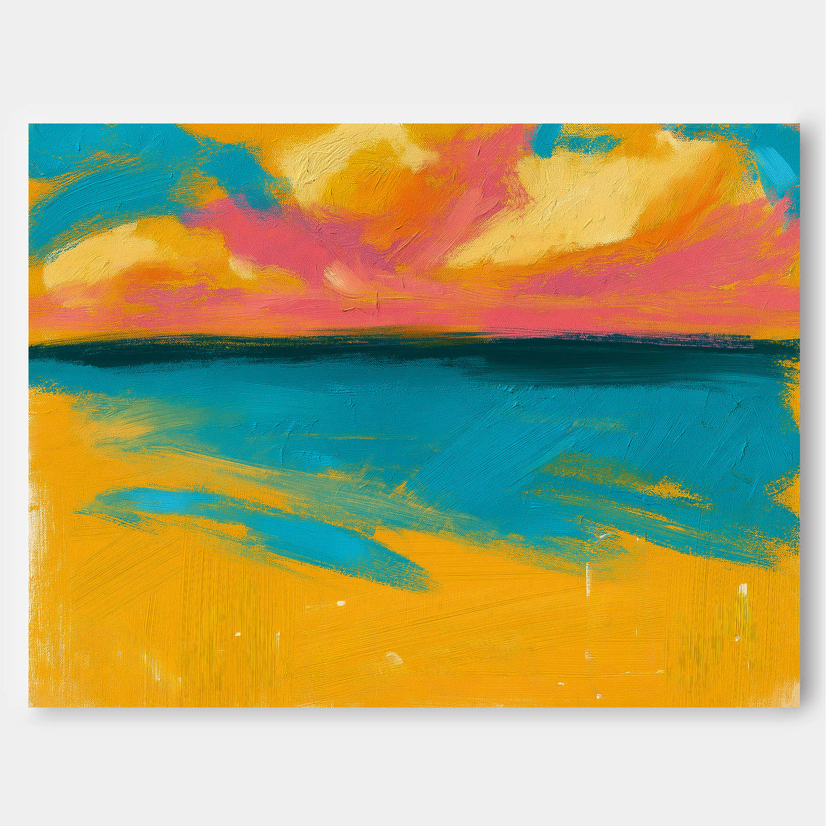 Modern Textured Abstract Art With Bold Orange And Teal Hues