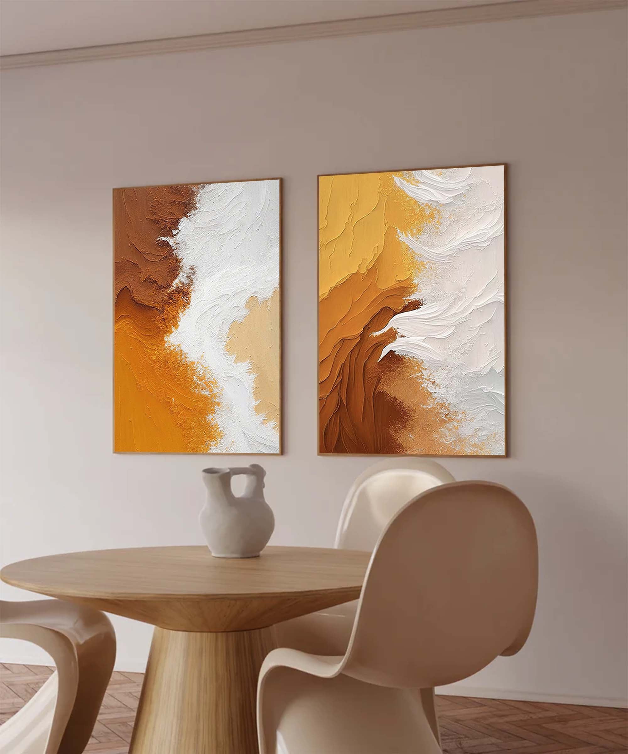 Set of 2 Large Abstract Oil Painting Modern Wall Art Original Texture Oil Painting Living Room Decor