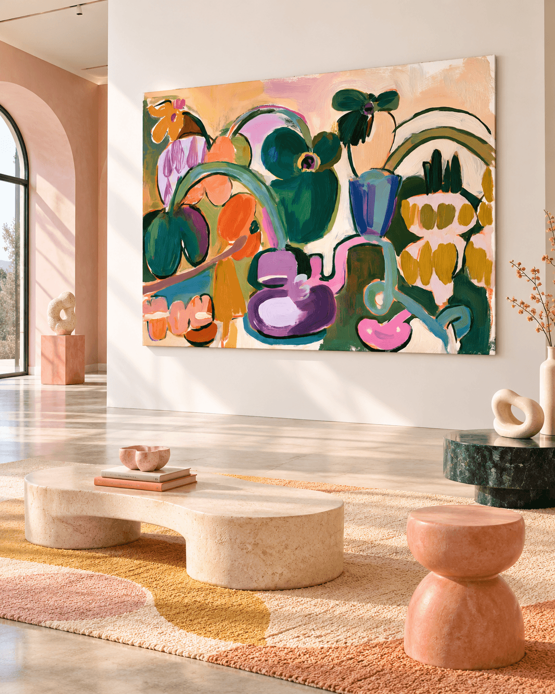 Vibrant Abstract Expressionism Art With Warm Tones And Fluid Shapes