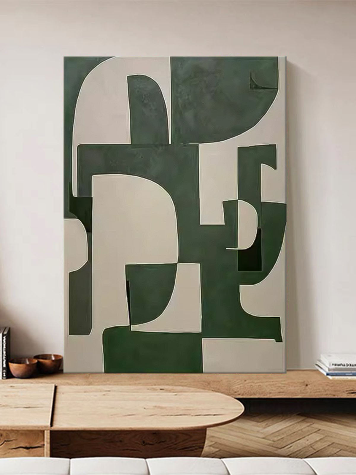 Original Minimalist Artwork Large Green Geometric Wall Art Texture Abstract Canvas Oil Painting