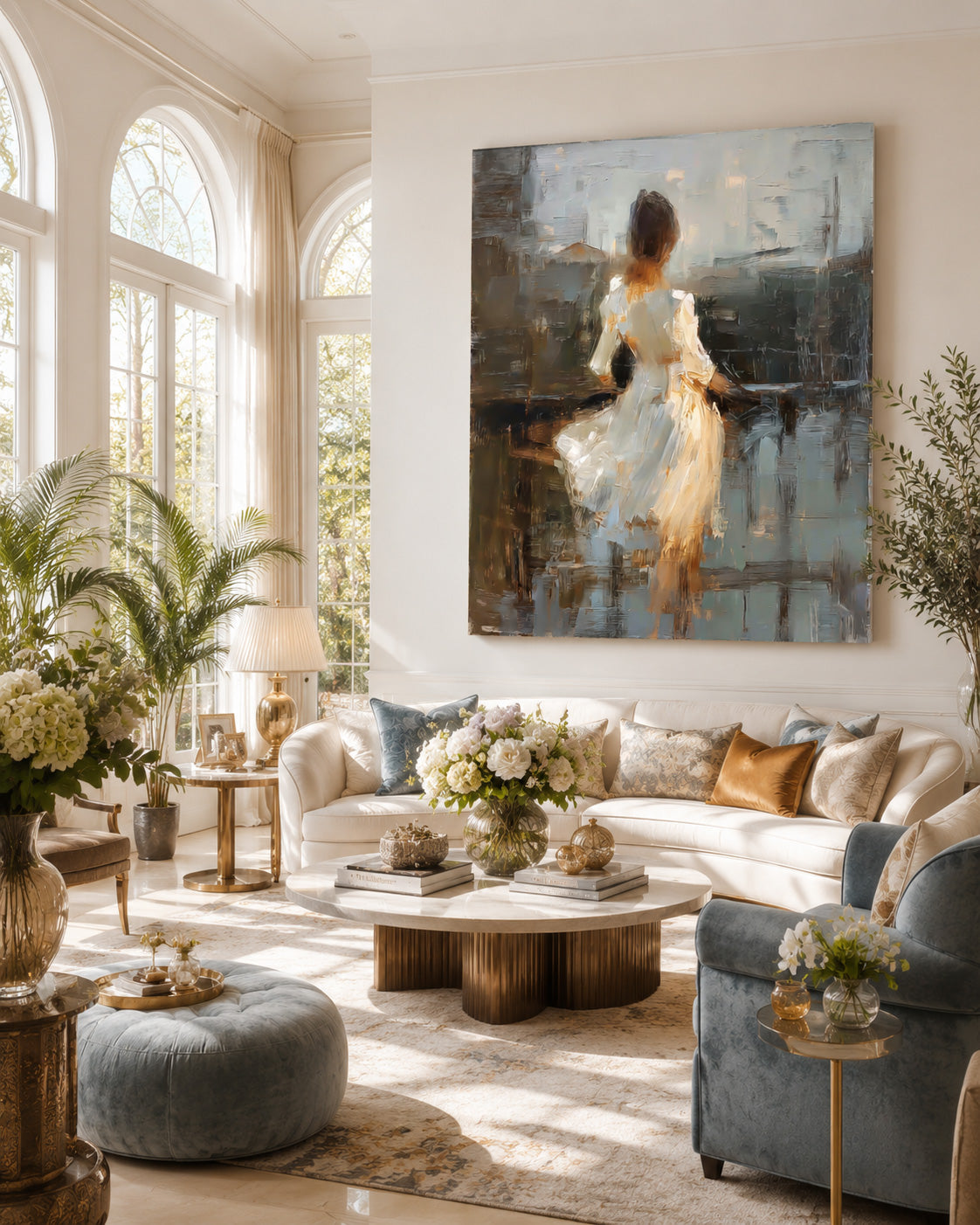 Vintage Abstract Woman Painting With Textured Brushstrokes For Living Room Decor