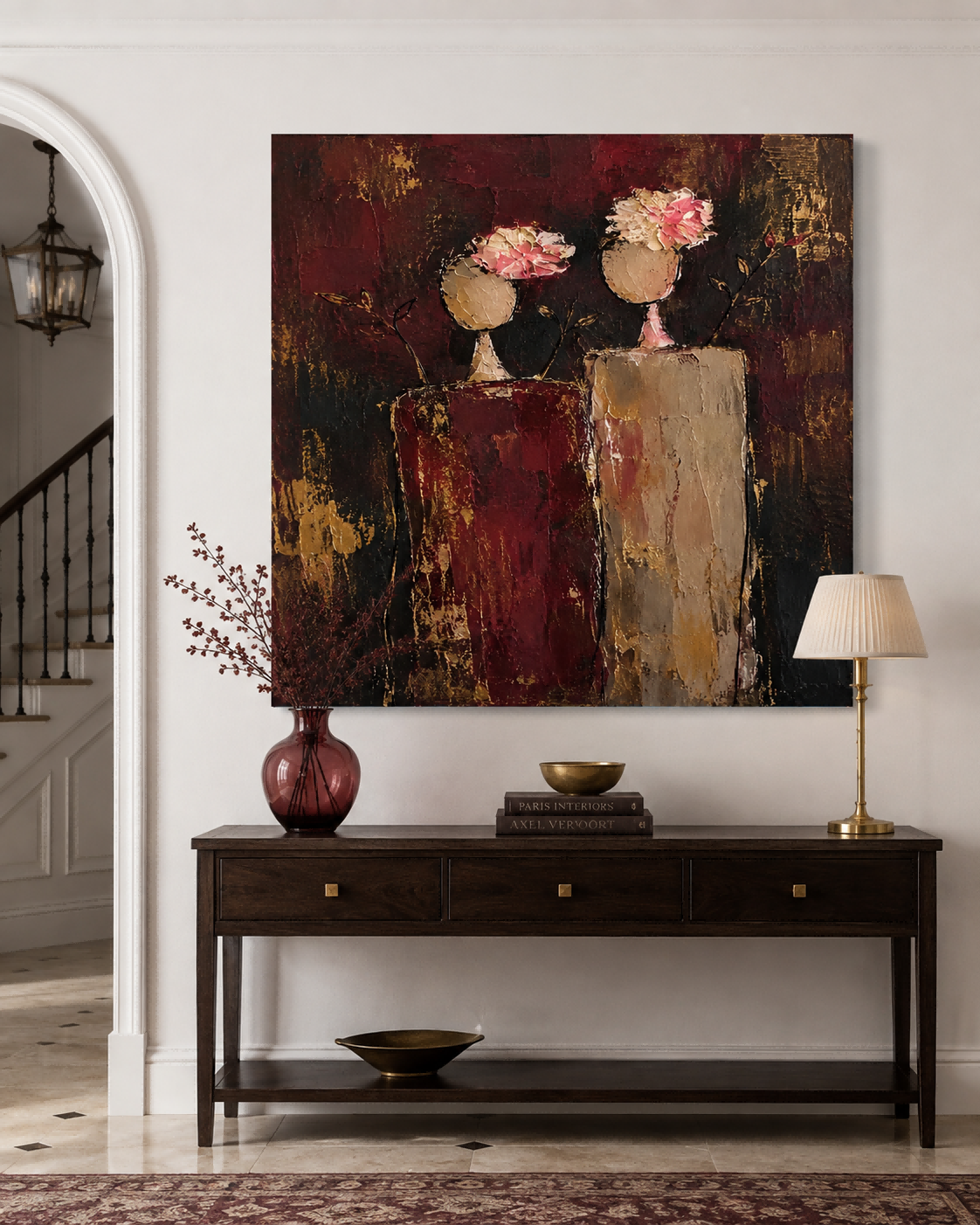 Modern Impasto Abstract Art With Gold Leaf Style Accents