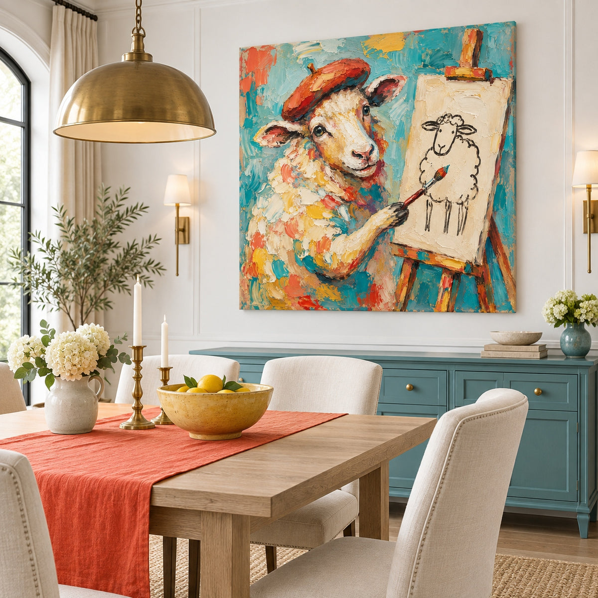 Textured Impasto Animal Art Colorful Cartoon Painting For Modern Home