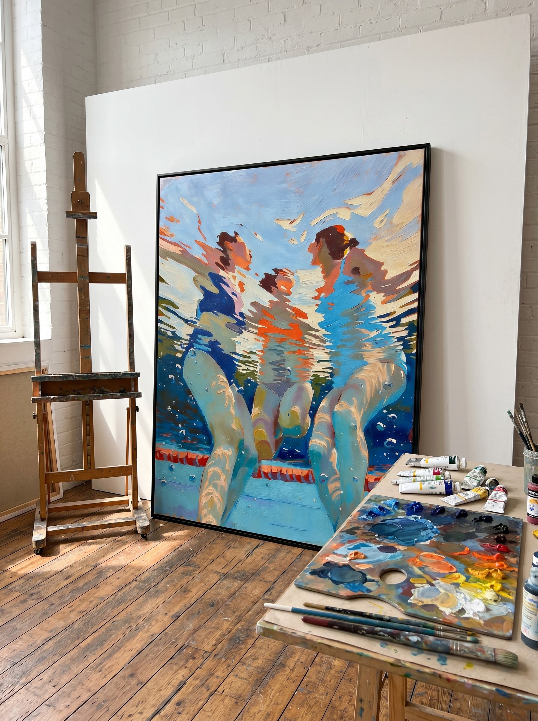 Contemporary People Themed Art Square Canvas Painting With Vibrant Colors For Home Decor
