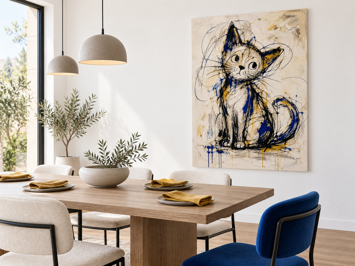 Modern Graffiti Cat Wall Art For Living Room And Kids Bedroom Decor