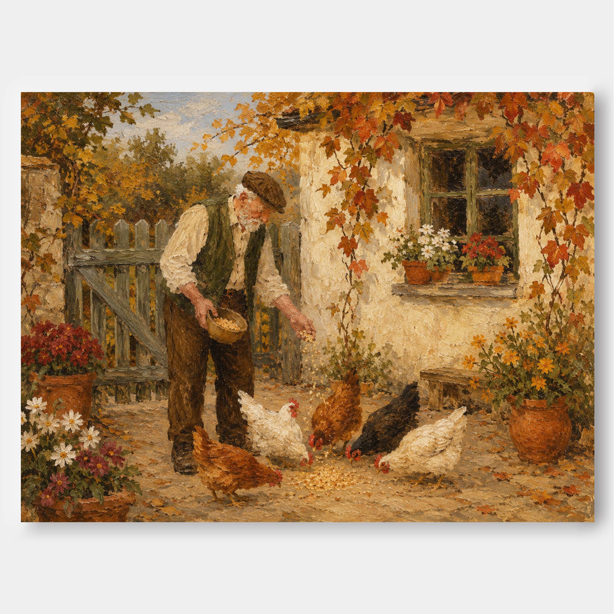 Pastoral Realism Oil Painting Autumn Harvest Theme Home Decor Gift