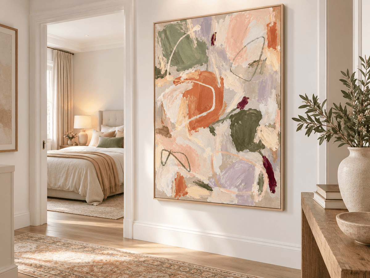 Abstract Hand-Painted Canvas Art With Earthy Tones And Textured Brushwork