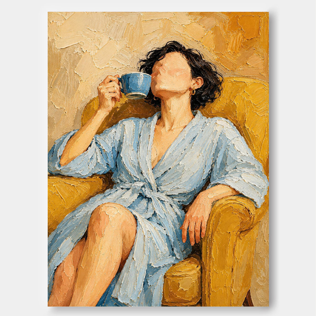 Impressionist Textured Abstract Painting With Warm Vintage Vibes For Bedroom Or Cafe Decor