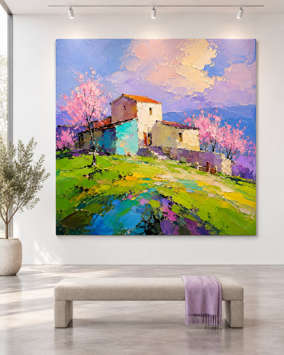 Modern Impressionist Floral Landscape Oil Painting On Canvas