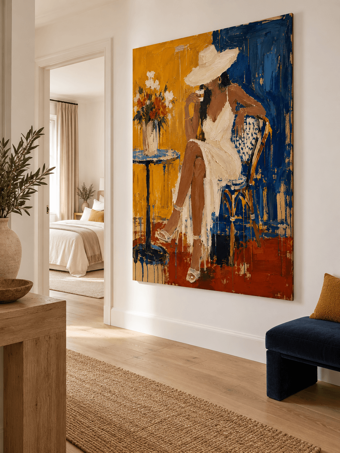 Modern Textured Art Minimalist Fashion Illustration Original Canvas For Chic Interiors