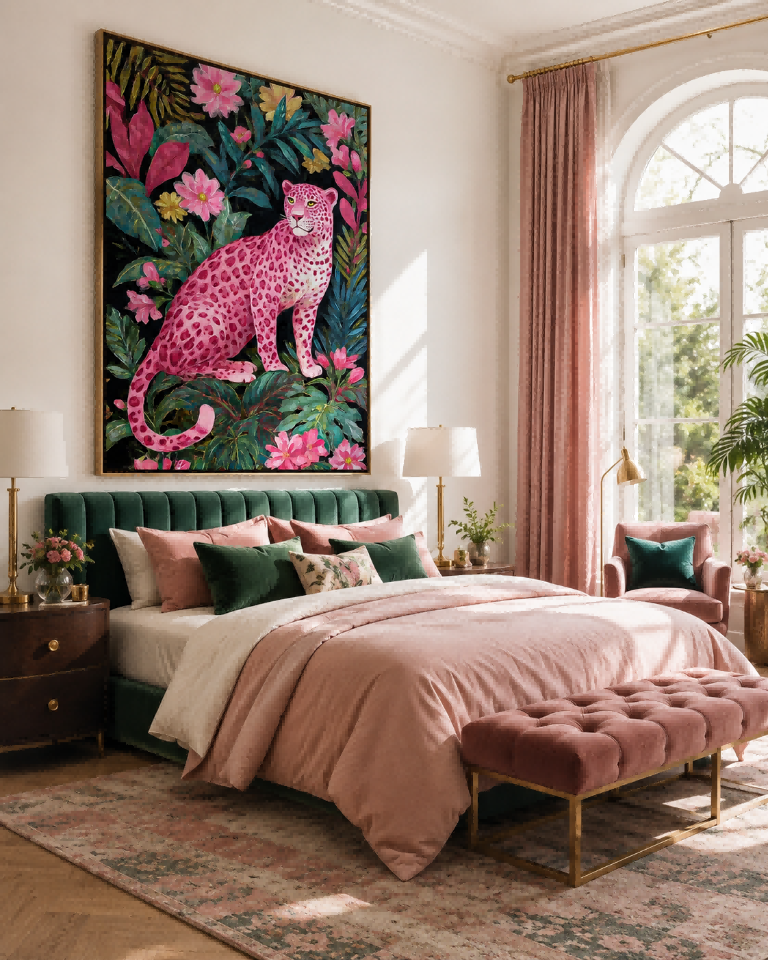 Bold Pop Surrealist Animal Art With Floral Jungle Background For Bedroom