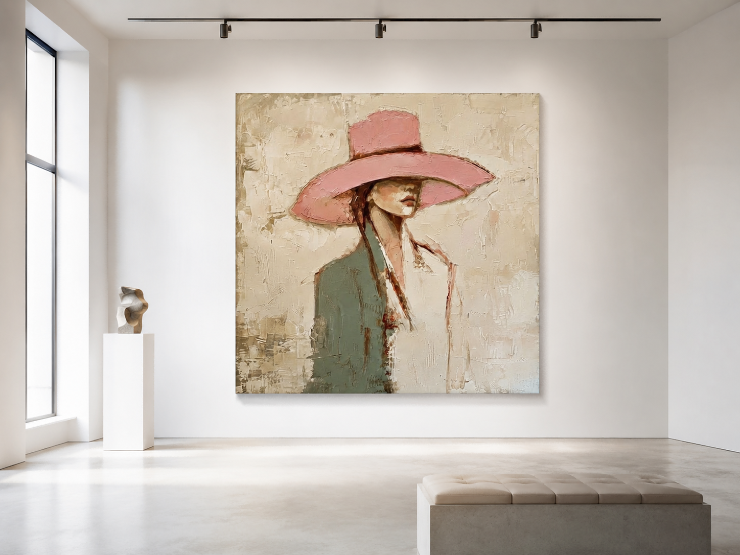 Original Hand Painted Woman Artwork With Textured Canvas Ideal For Luxury Home Interior Design