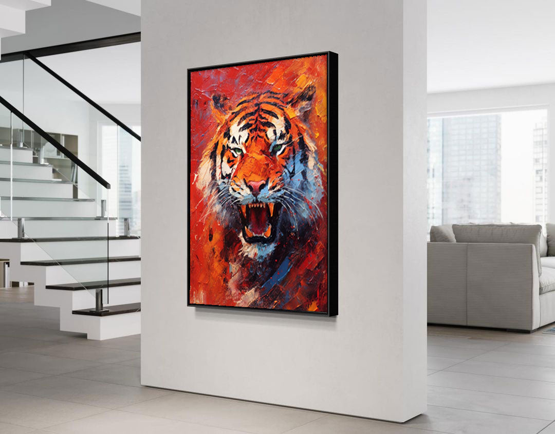 Impressionist Bright Tiger Canvas Oil Painting Original Tiger Canvas Wall Art Texture Modern Animal Oil Painting Home Decor