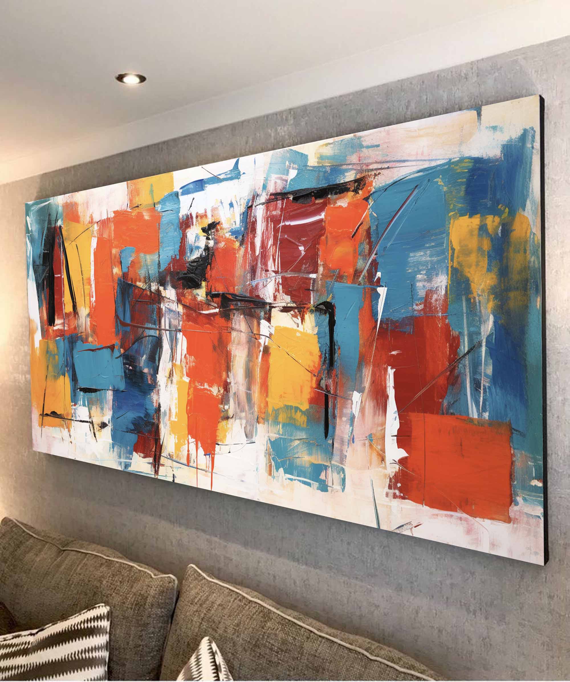 Bright Colorful Acrylic Painting Textured Original Oil Painting On Canvas Large Modern Abstract Urban Living Room Wall Art