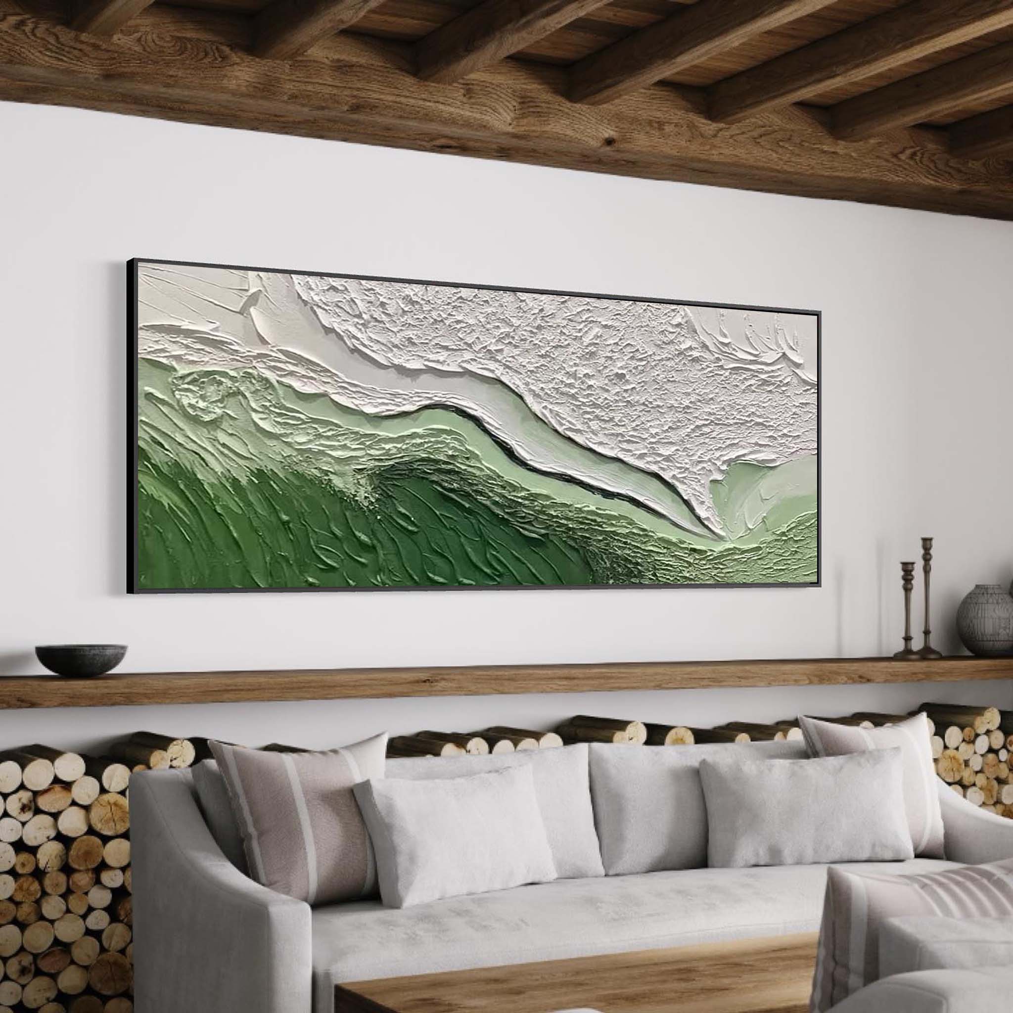 Green Texture Ocean Abstract Oil Painting Large Ocean Original Green Painting On Canvas Modern Wall Art Living Room Decor