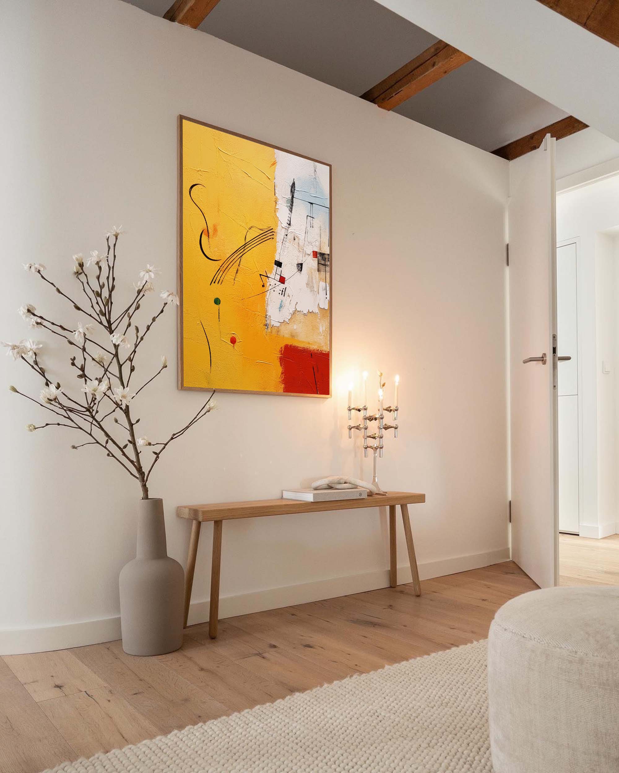 Bright Modern Textured Oil Painting Canvas Original Graffiti Abstract Wall Art Large Yellow Oil Painting Home Decor Gifts