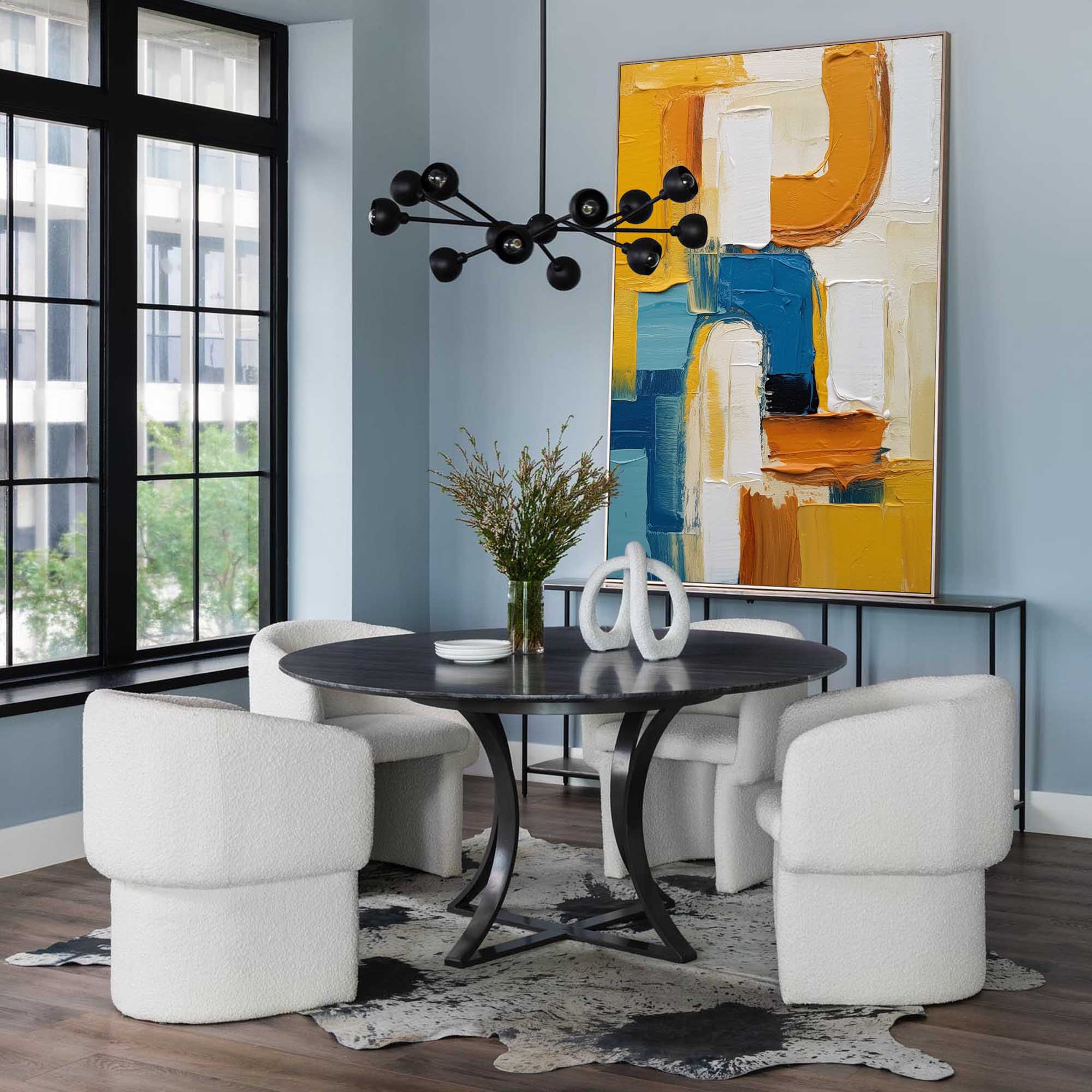Large Textured Modern Abstract Wall Art Original Geometric Canvas Oil Painting Vibrant Yellow And Blue Acrylic Painting Living Room Decor