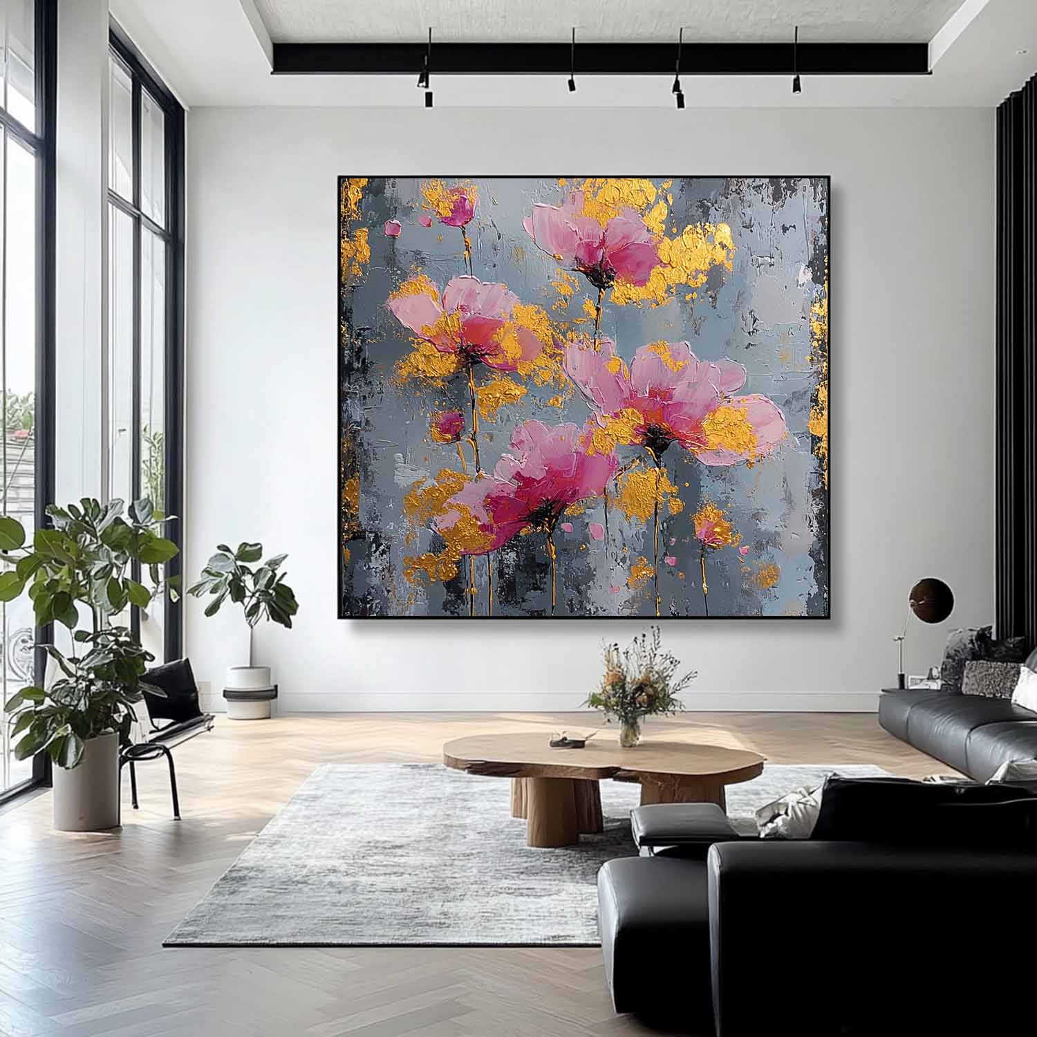 Textured Impasto Botanical Texture Floral Oil Painting Impasto Flower Wall Art Vintage Moody Floral Decor