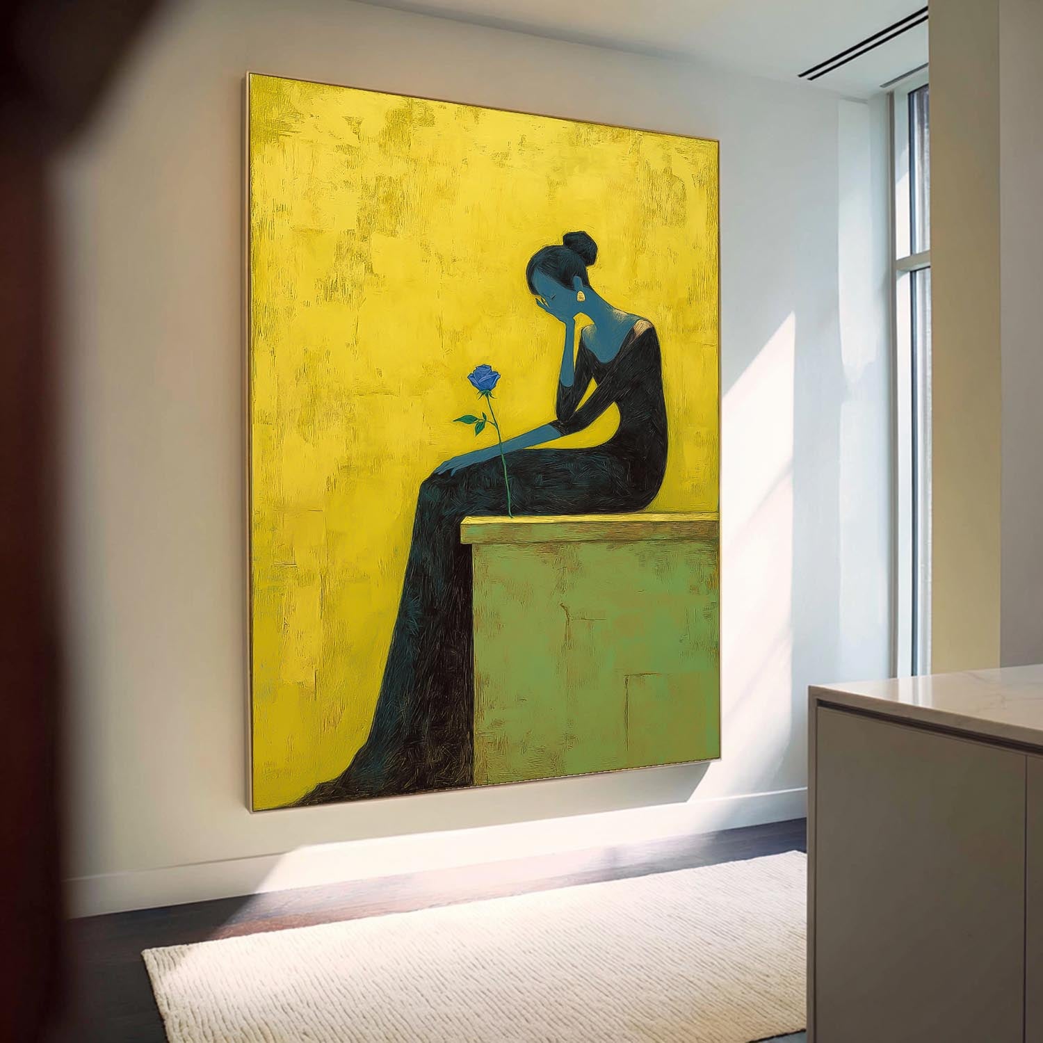 Modern Abstract Elegant Lady Silhouette Oil Painting Fine Artwork Minimalist Figurative Wall Art